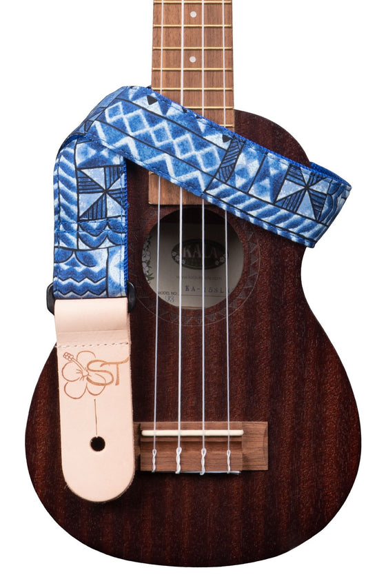 STP-BLTAPA Kala Nylong Ukulele Strap - Blue Tapa Pattern