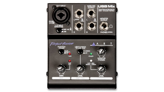 USB Mix ART Project Series Three Channel Mic-Inst-Line Mixer - Computer Interface
