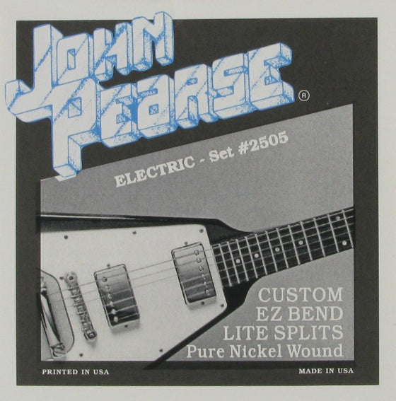 2505 John Pearse E Z Bend Pure Nickel Wound Electric Guitar String Set - Custom Light Splits 10-50